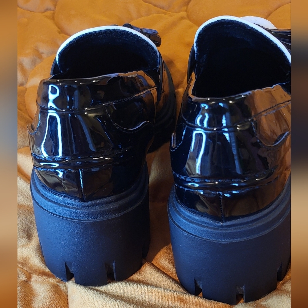 London Rag Platform Loafers sz37/ 6US Womens Y2K Grunge Dark Academia Preppy - Picture 5 of 15
